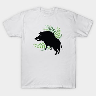 Wild Boar and Fern Design T-Shirt